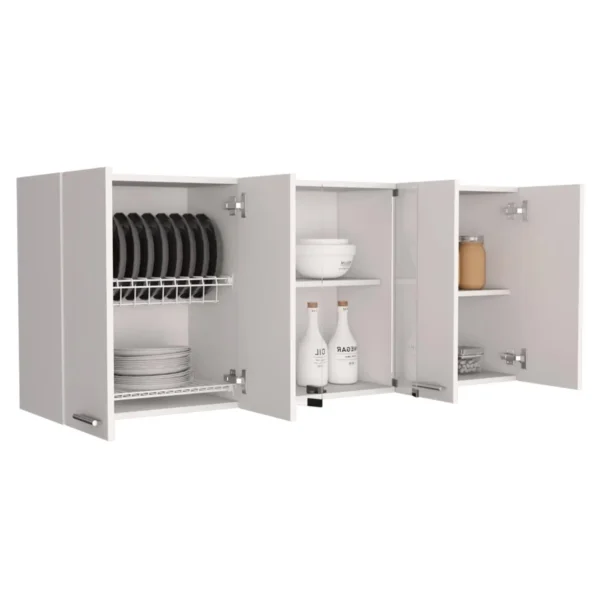 Superior 150 Wall Cabinet With Glass, Four Interior Shelves, Two Double Door White - Image 5