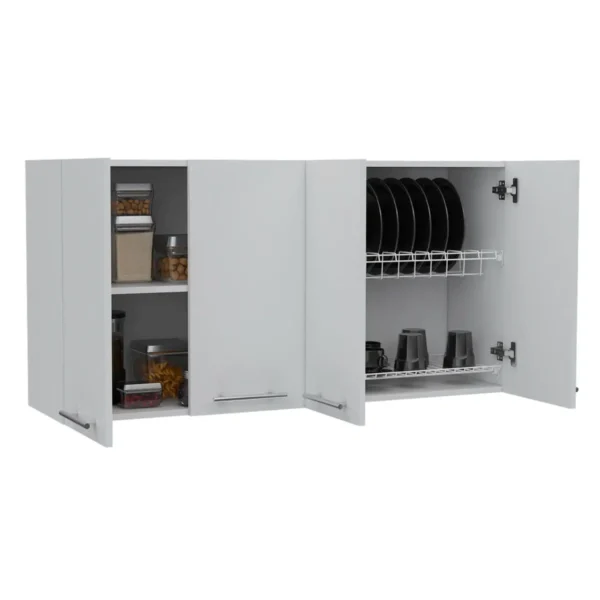 120 Wall Cabinet , Four Doors, Two Cabinets, Two Shelves White - Image 5