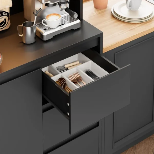 71" Kitchen Pantry Cabinet, with LED Lights and Charging, Hutch Cabinet with Storage and Microwave Stand, Pantry Cabinet - Image 5