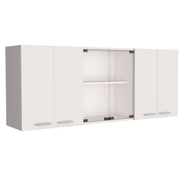 Superior 150 Wall Cabinet With Glass, Four Interior Shelves, Two Double Door White - Image 4
