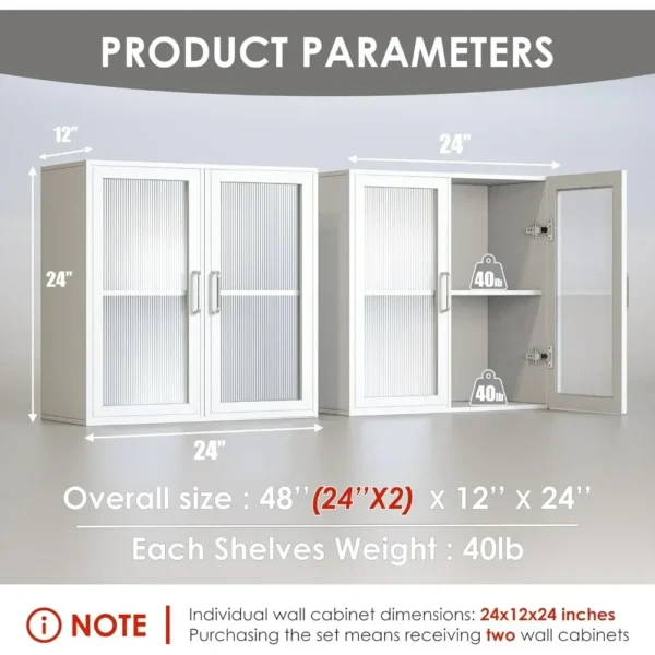 Kitchen Cabinets, Laundry Wall Mounted Storage Cabinets with Acrylic Soft Glass Doors, Easy to Install, Cabinets Kitchen - Image 5