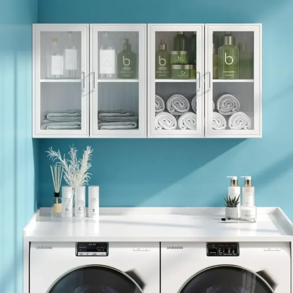 Kitchen Cabinets, Laundry Wall Mounted Storage Cabinets with Acrylic Soft Glass Doors, Easy to Install, Cabinets Kitchen - Image 2